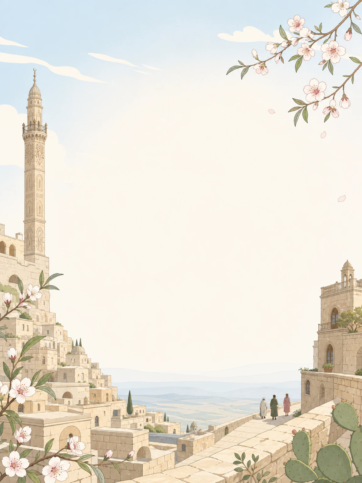 Eski Mardin terasları ve Ulu Cami minaresi detaylı davetiye arka planı