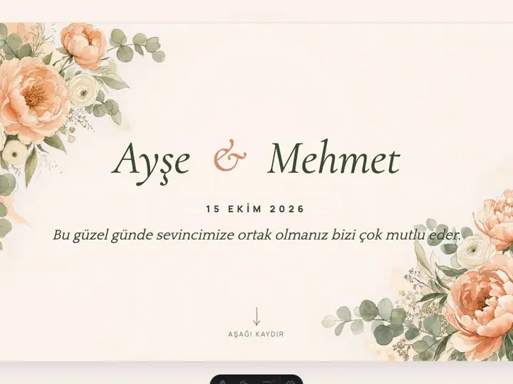 Şeftali Şakayık & Adaçayı düğün sitesi şablonu