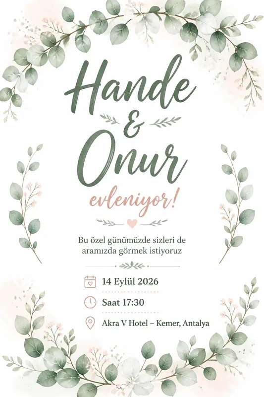 Başlangıç kalitesinde örnek davetiye