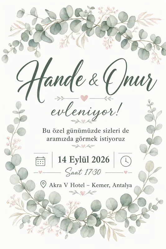 Premium kalitesinde örnek davetiye